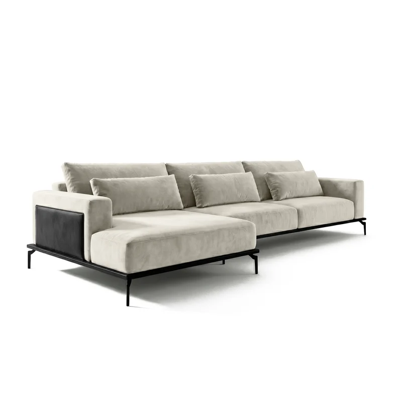 Sofá seccional 3 cuerpos Desser con chaise Longue izquierdo Tela beige - 2.78m a Confección
