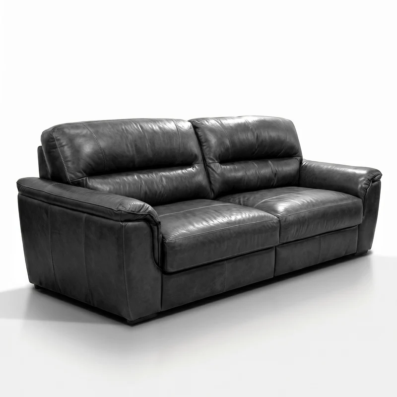 Sofá 2 cuerpos de cuero Vinson Color Negro - 2.40m a Confección