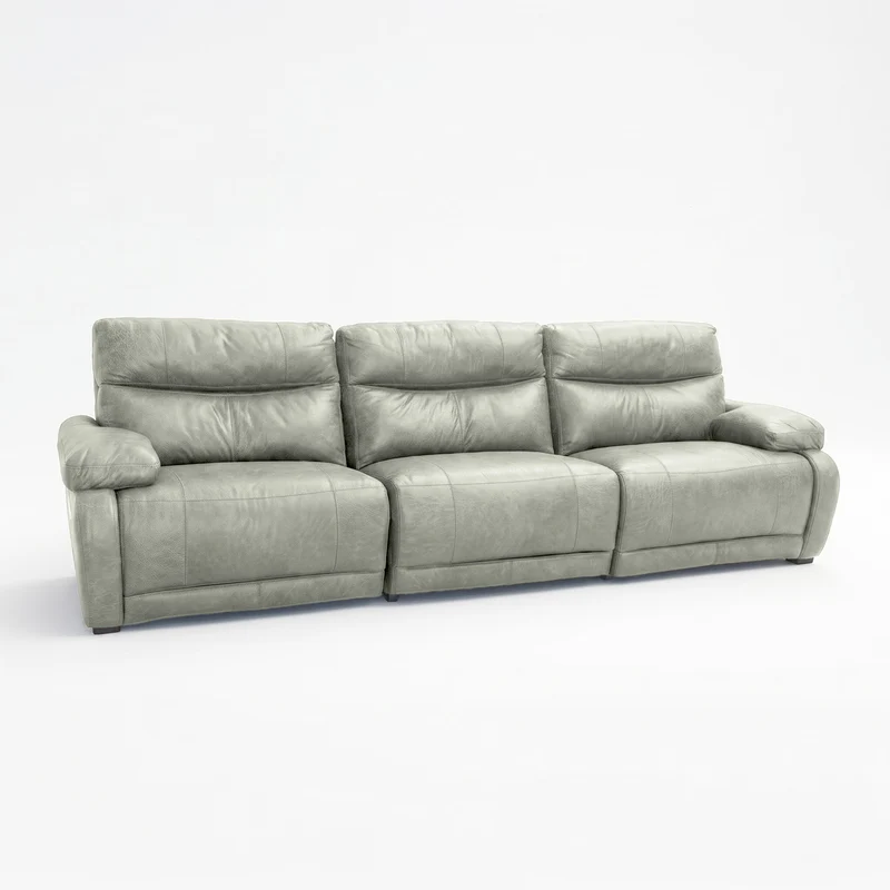 Sofá 3 Cuerpos de Cuero Elbrus Color Beige Claro - 3.06m a Confección