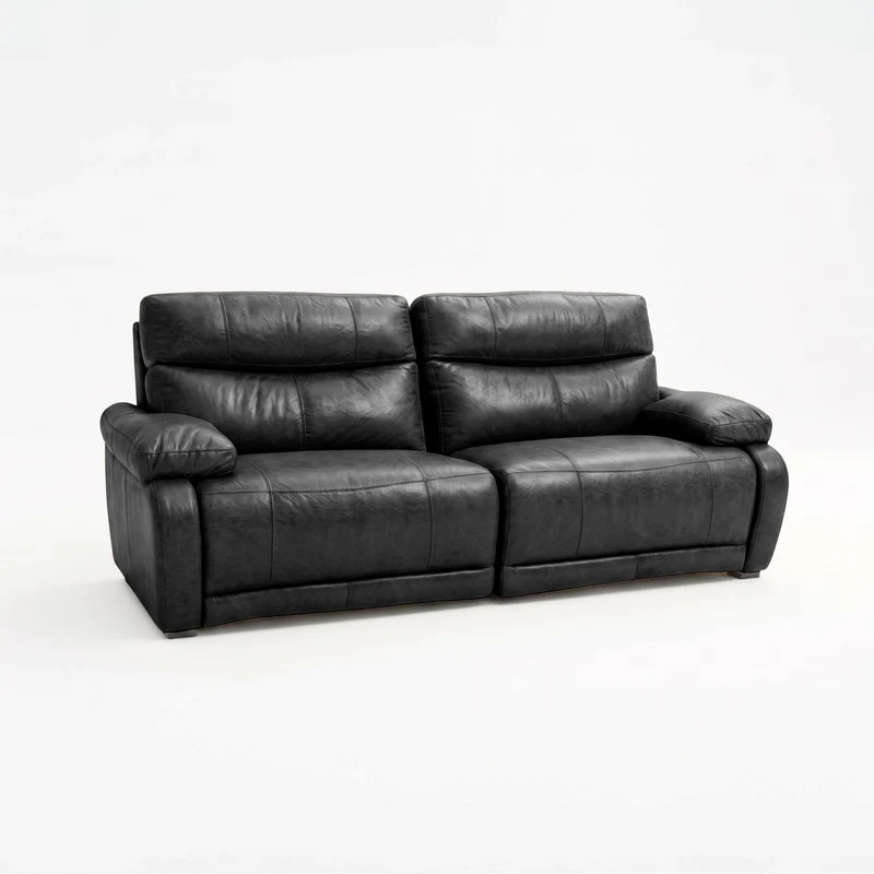 Sofá 2 Cuerpos de Cuero Elbrus Color Negro - 2.76m a Confección