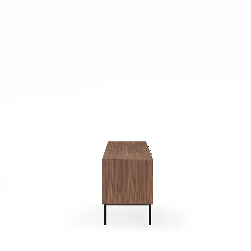 Mueble TV Tulsa nogal 160 cm con puertas y cajones, patas metálicas