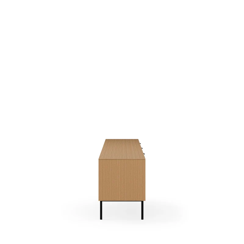 Mueble TV Tulsa roble 200 cm con puertas de madera, patas metálicas
