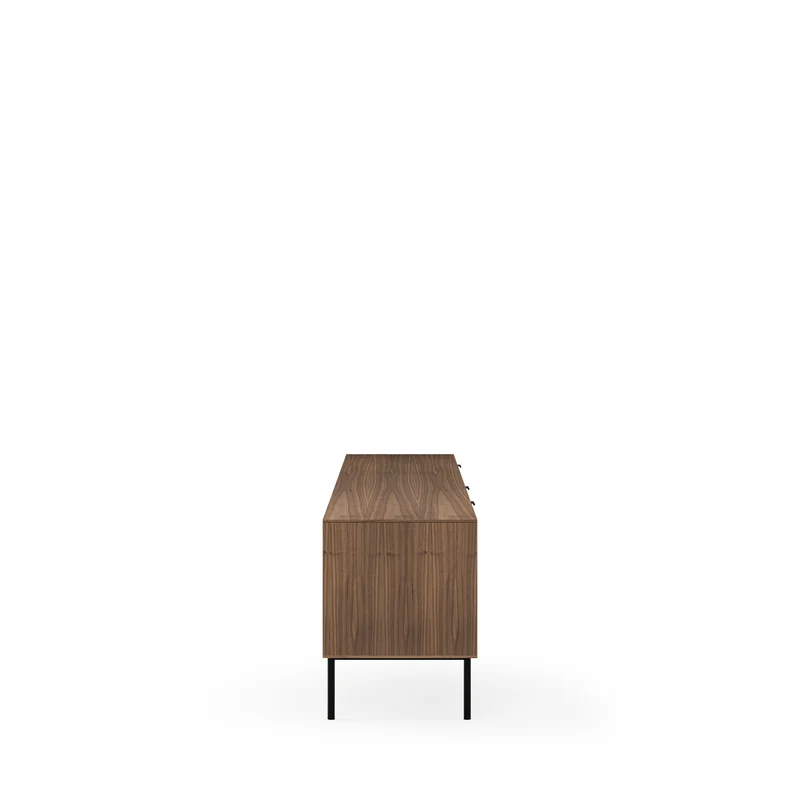 Mueble TV Tulsa nogal 200 cm con puertas y cajones, patas metálicas