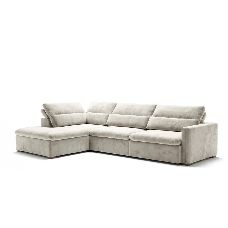 Sofá Seccional 3 Cuerpos Dublin con Chaise Longue Izquierdo Tela Beige - 2.80 x 1.90m a Confección