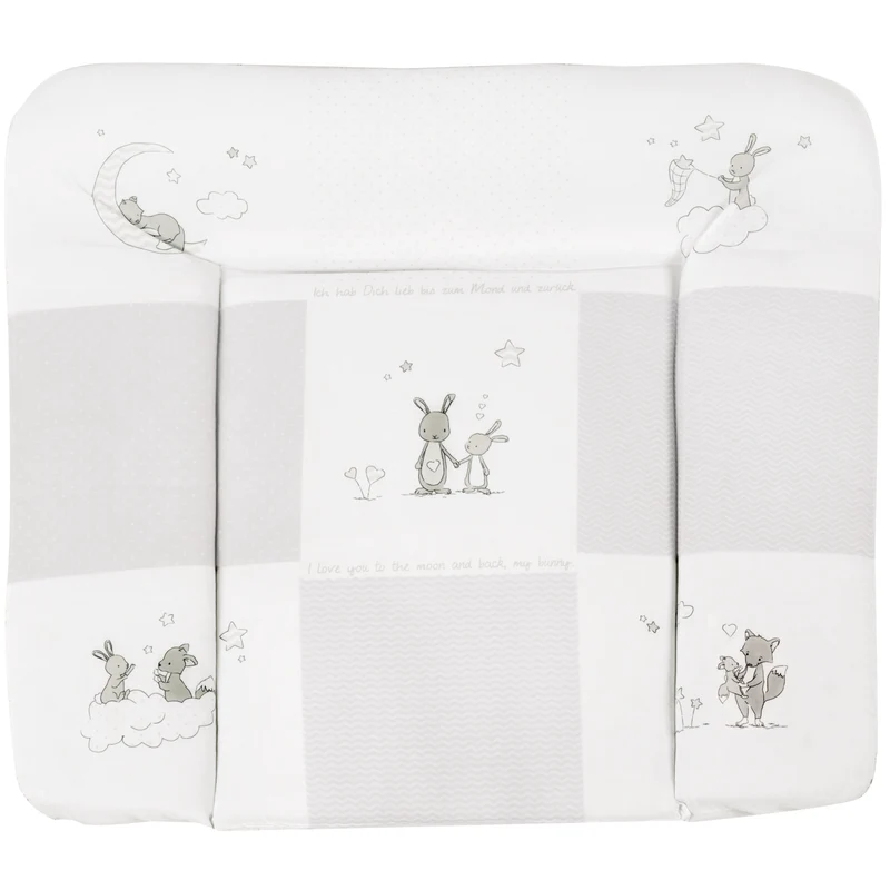 Wickelauflage 'Fox & Bunny', 85 x 75 cm, weiche Wickelunterlage, PU beschichtet