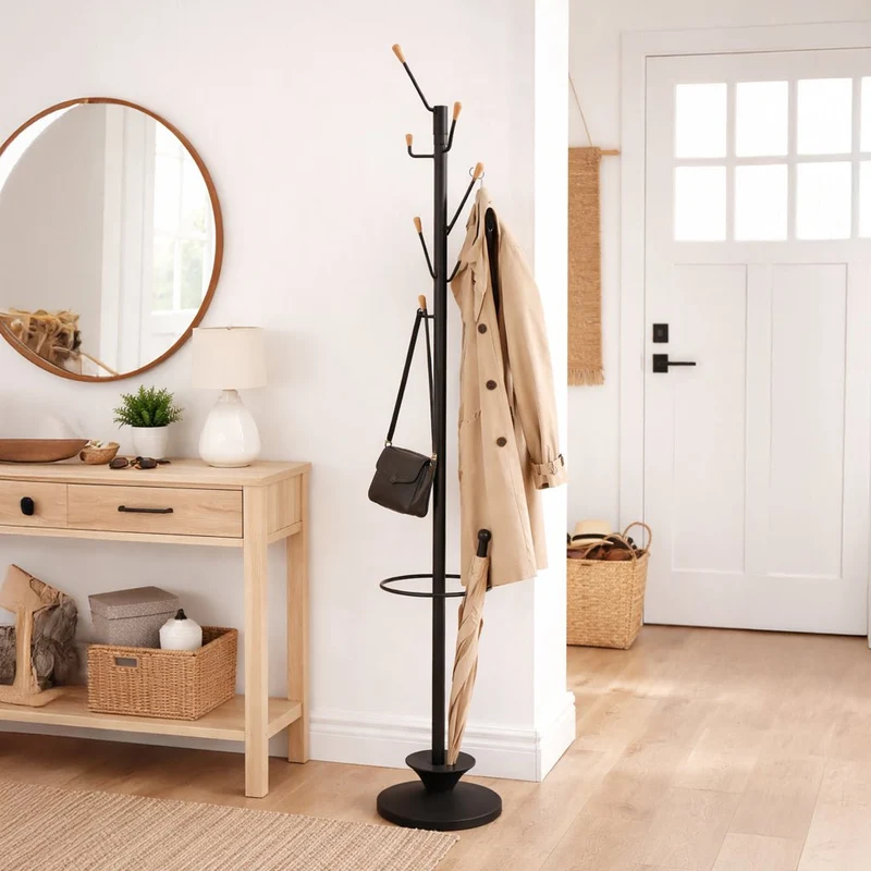Cabide de Pé com Suporte Preto 185x30 PARNASO