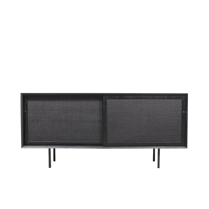 Aparador de ratán negro con caña - Oskar - 150cm