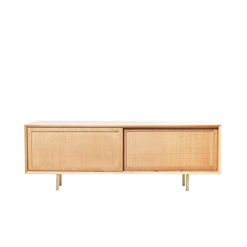Mueble TV de ratán - Roble/Caña natural - Oskar - 150cm