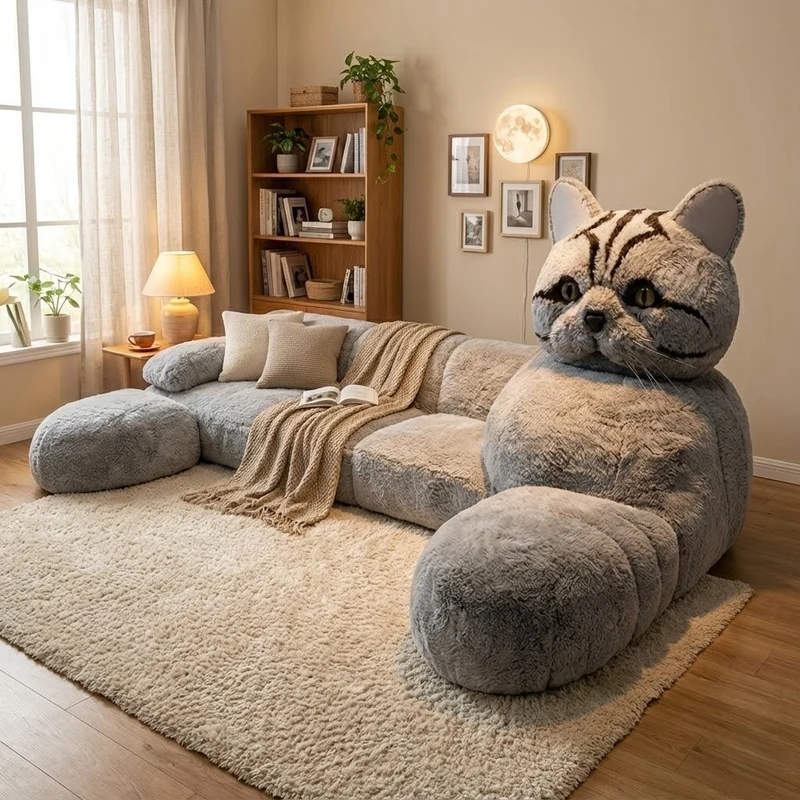 Monster Giant Cat Plush Sleeper Sofa