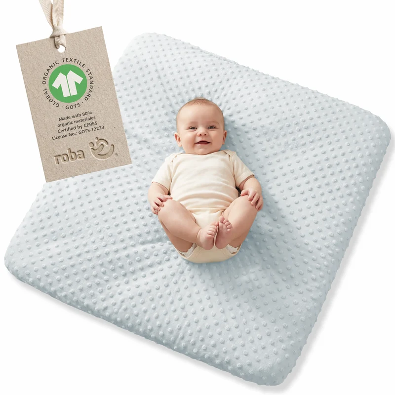 Organic Spannbezug für Wickelauflagen 'Lil Planet' aus Bio-Jersey - GOTS - 85 x 75 cm - Hellblau