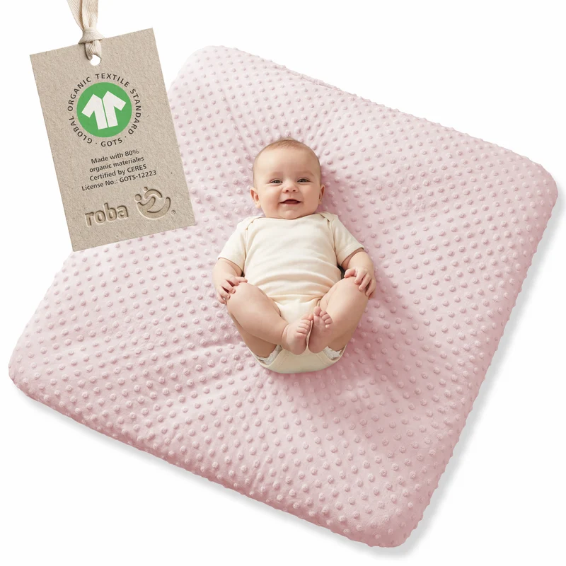 Organic Spannbezug für Wickelauflagen 'Lil Planet' aus Bio-Jersey - GOTS - 85 x 75 cm - Rosa / Mauve