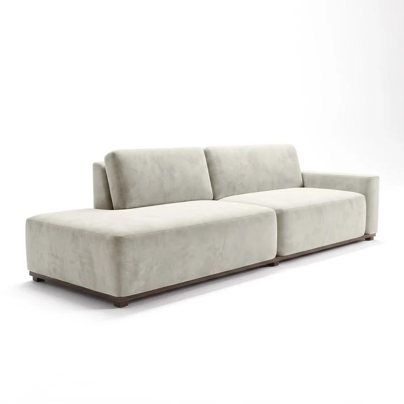 Sofá 2 Cuerpos Piacenza con Pouf Tela Beige - 2.72m a Confección