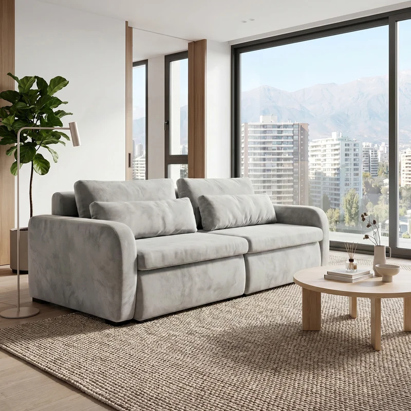 Sofá Modular 2 Cuerpos Treviso Tela Gris Claro - 2.08m a Confección