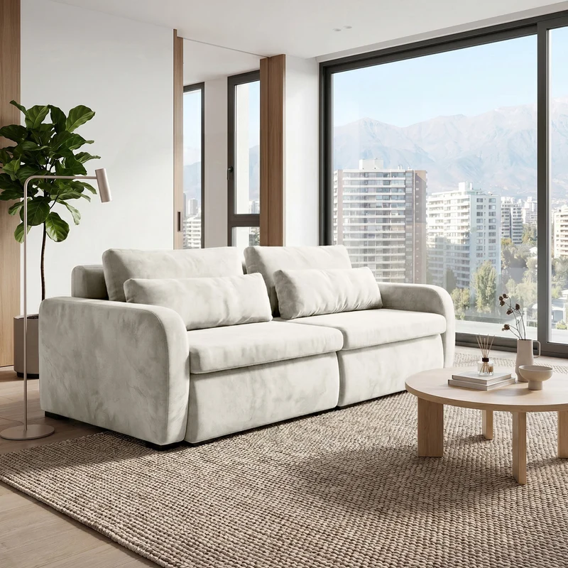 Sofá Modular 2 Cuerpos Treviso Tela Beige - 2.28m a Confección