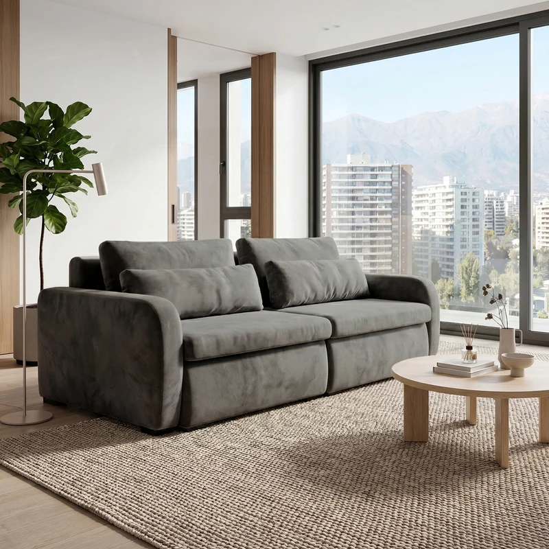 Sofá Modular 2 Cuerpos Treviso Tela Gris Oscuro - 2.28m a Confección