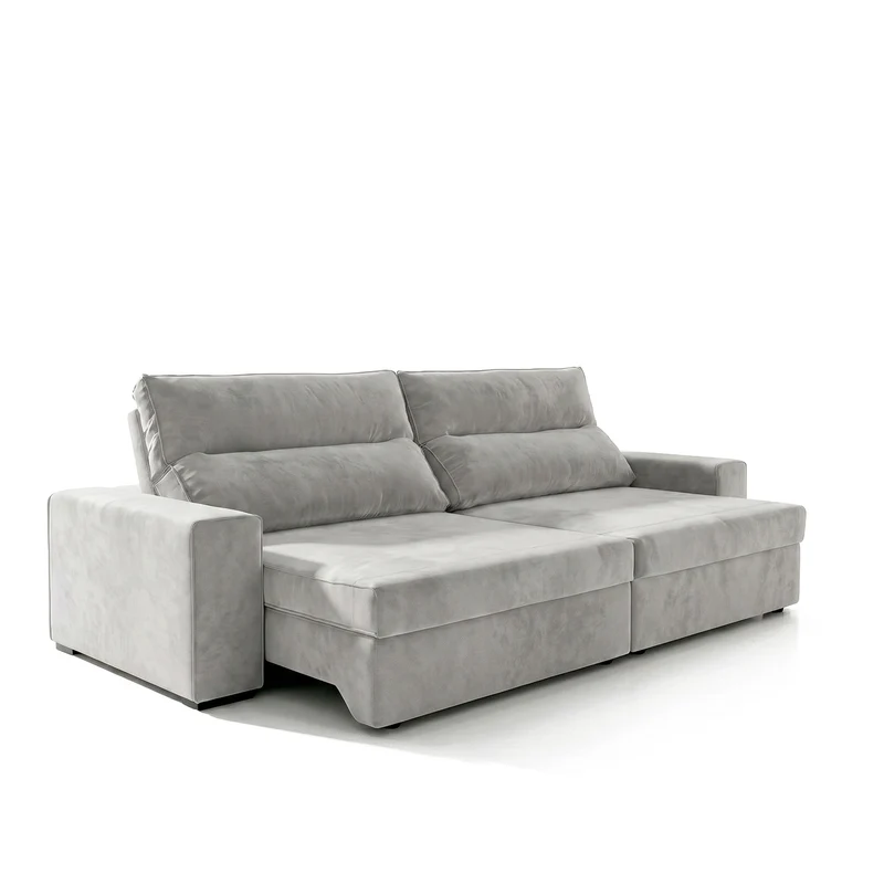 Sofá 2 Cuerpos Houston Extensible y Reclinable Tela Gris Claro - 2.04m a Confección