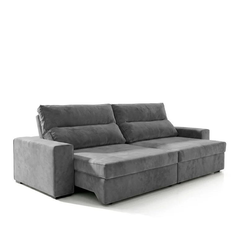 Sofá 2 Cuerpos Houston Extensible y Reclinable Tela Gris Oscuro - 2.04m a Confección