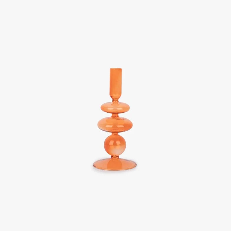 Castiçal vidro laranja BUBBLE