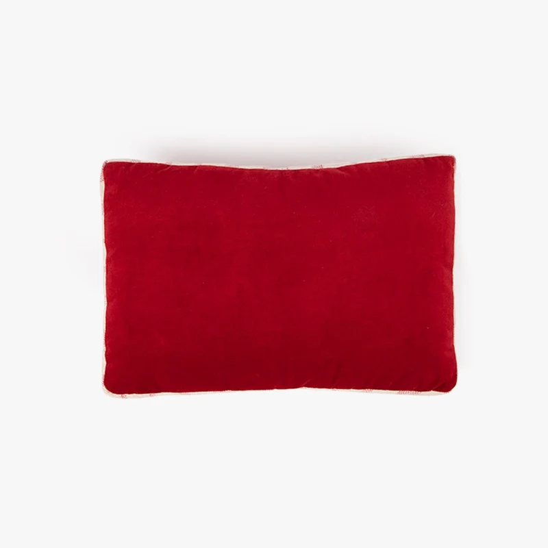 Almofada de Veludo Vermelha com Riscas Brancas COZY