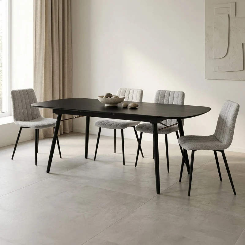 Mesa de Refeição Extensível Preta PERLIS