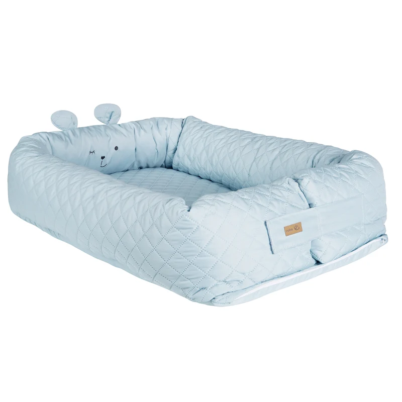 Babylounge 'roba Style' - Kuschelnest mit Bären-Gesicht 'Benny' - Reisebett & Wickelauflage - Hellblau