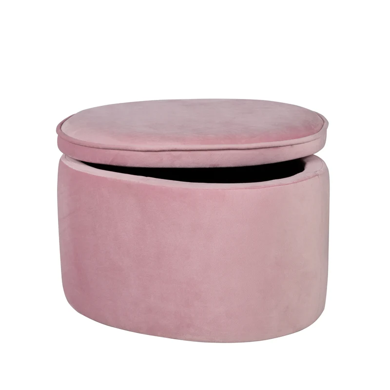 Kinderhocker mit Aufbewahrungsfunktion 'Lil Sofa', oval, bequem, mit Samtstoff bezogen, Mauve
