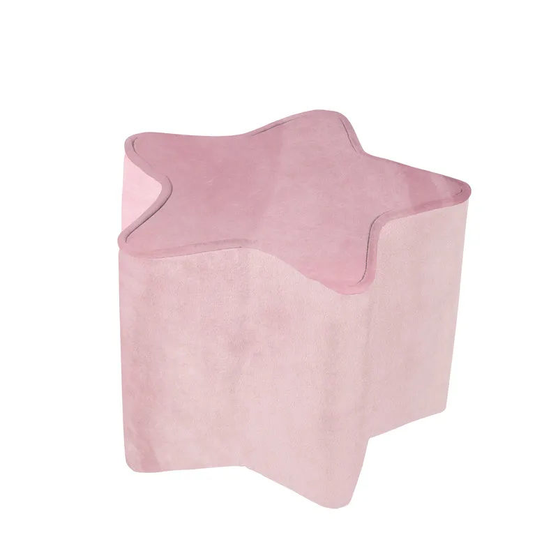 Kinderhocker in Sternform 'Lil Sofa', bequemer Hocker mit Samtstoff in der Farbe Mauve, Pouf