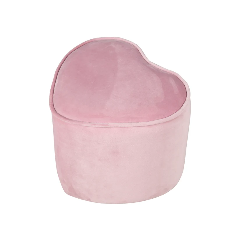 Kinderhocker in Herzform 'Lil Sofa', bequemer Hocker mit Samtstoff in Mauve bezogen, Pouf