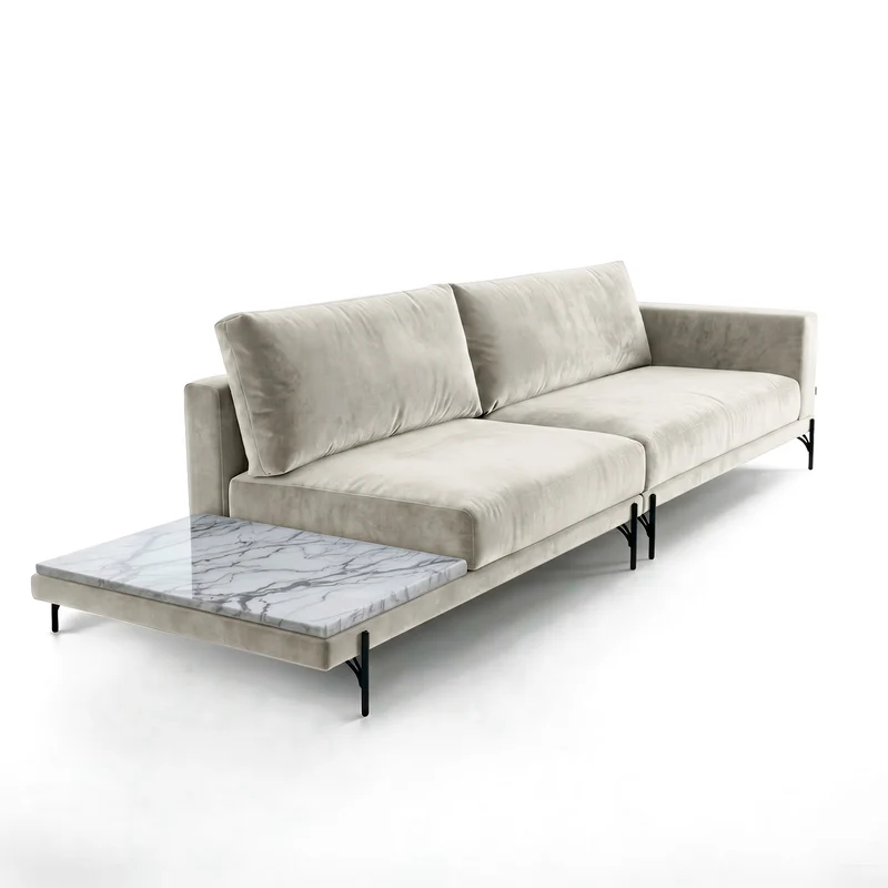 Sofá 2 Cuerpos Cobble con Mesa de Mármol Izquierdo Tela Beige - 2.80m a Confección