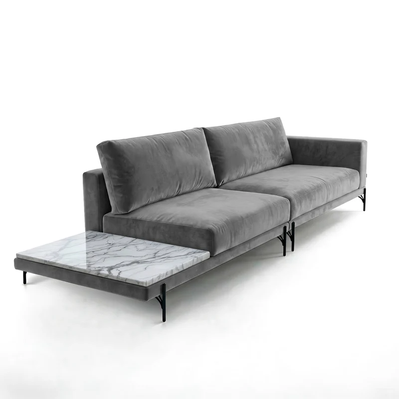 Sofá 2 Cuerpos Cobble con Mesa de Mármol Izquierdo Tela Gris Oscuro - 2.20m a Confección