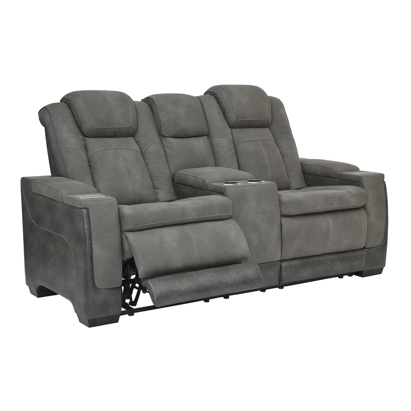 Signature Design by Ashley Next-Gen DuraPella 2200418 Power Reclining Loveseat with Console and Adjustable Headrest