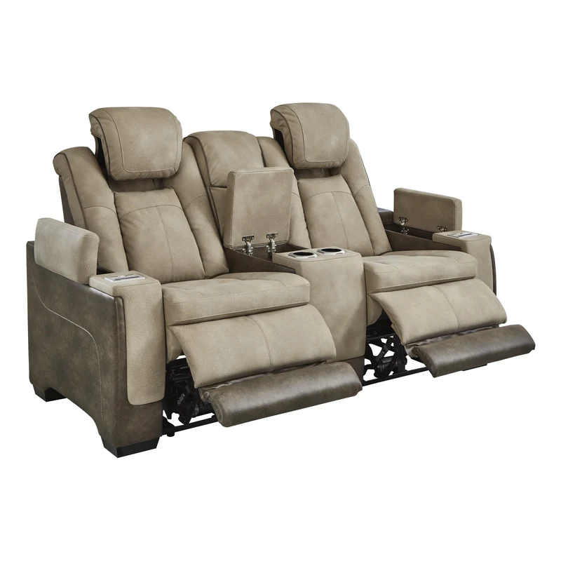 Signature Design by Ashley Next-Gen DuraPella 2200318 Power Reclining Loveseat with Console and Adjustable Headrest