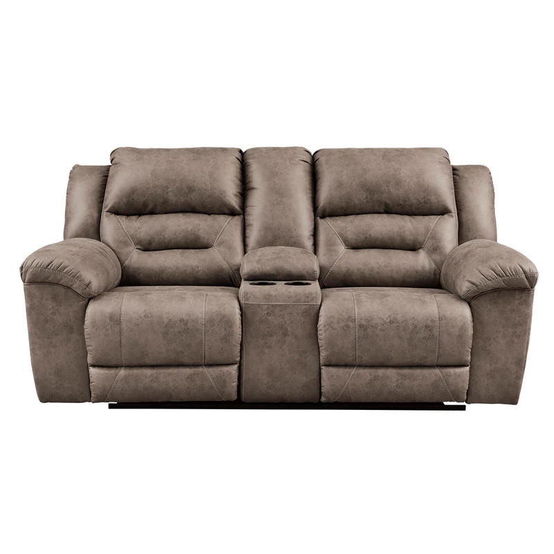 Signature Design by Ashley Stoneland Reclining Leather Look Loveseat with Console 3990594