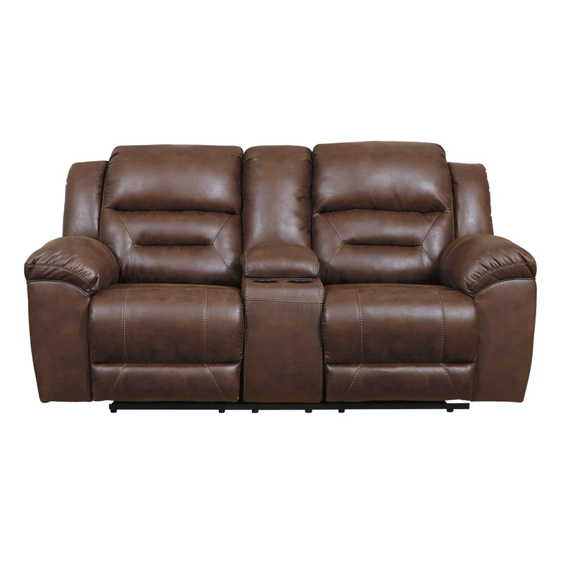 Signature Design by Ashley Stoneland Reclining Leather Look Loveseat with Console 3990494