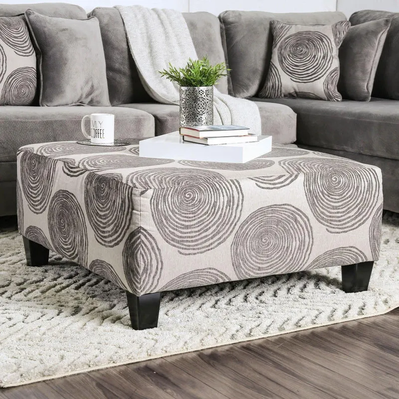 Furniture of America Bonaventura Fabric Ottoman SM5142GY-OT