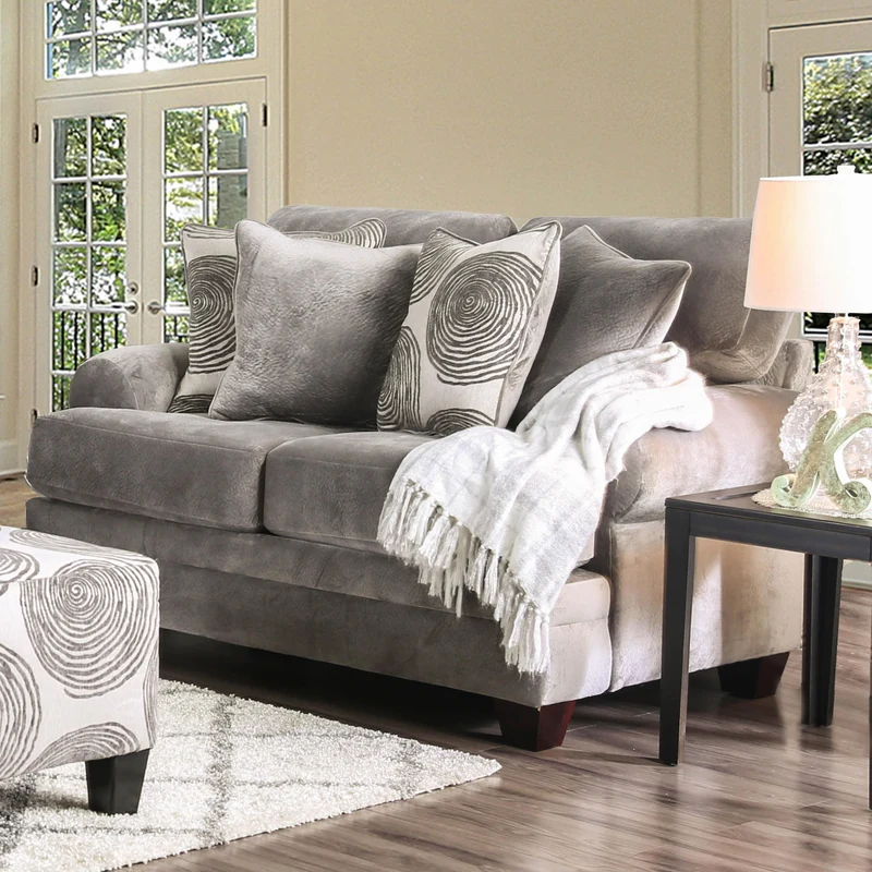 Furniture of America Bonaventura Stationary Fabric Loveseat SM5142GY-LV