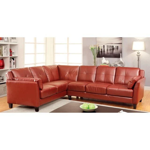 Furniture of America Peever Leatherette 2 pc Sectional CM6268RD-SET