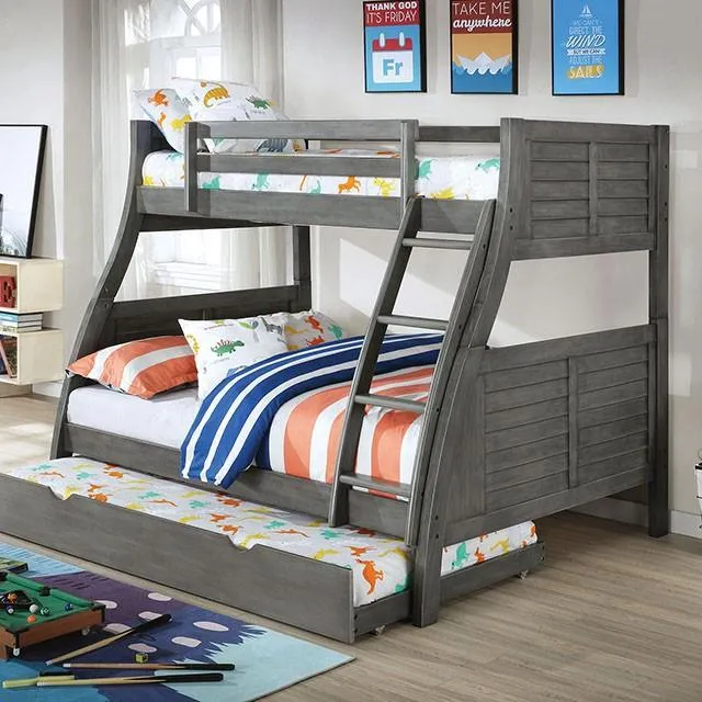 Furniture of America Hoople CM-BK963GY Twin/Full Bunk Bed