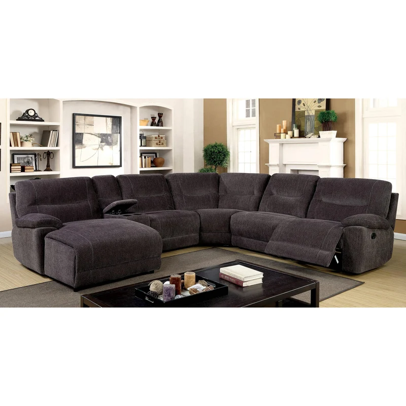 Furniture of America Zuben Reclining Fabric 4 pc Sectional CM6853-SECTIONAL