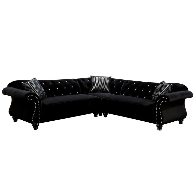 Furniture of America Jolanda Fabric 3 pc Sectional CM6158BK-SET