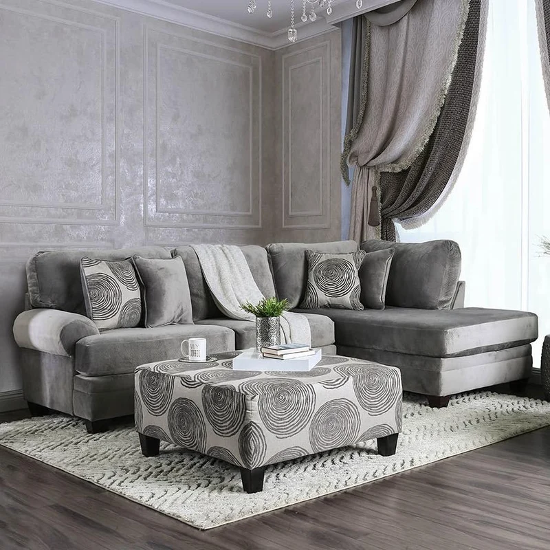 Furniture of America Bonaventura Fabric 2 pc Sectional SM5143GY-SECT