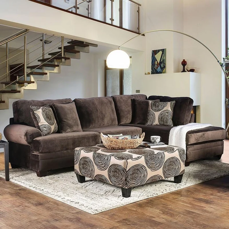 Furniture of America Bonaventura Fabric 2 pc Sectional SM5143BR-SECT