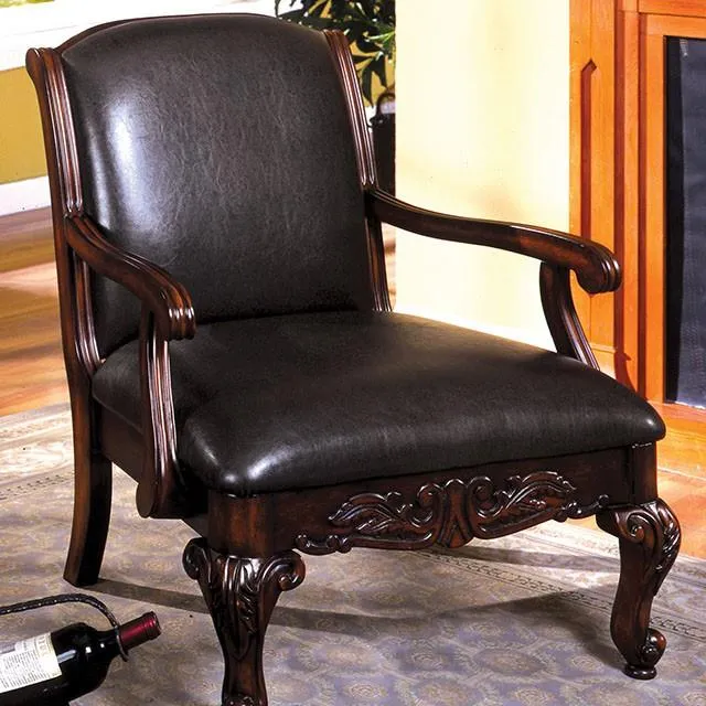 Furniture of America Sheffield Stationary Leatherette Accent Chair CM-AC6177-PU