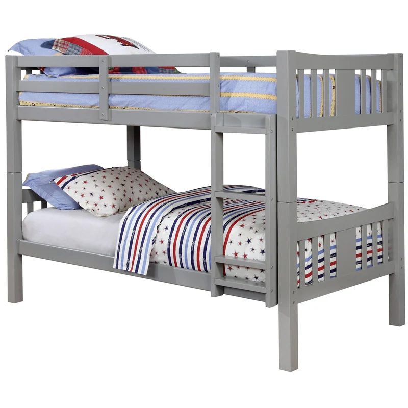 Furniture of America Cameron CM-BK929GY Twin/Twin Bunk Bed, Gray