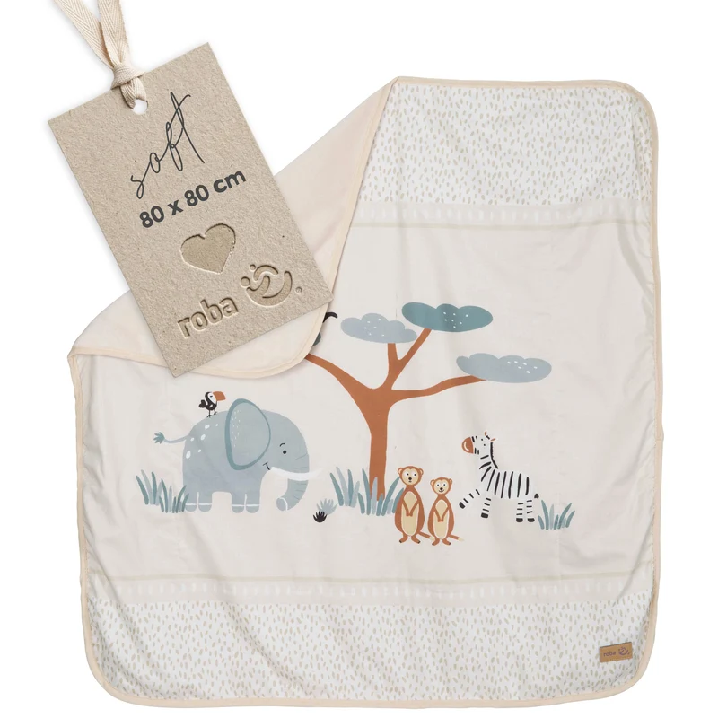 Babydecke 'Savanna Friends' 80 x 80 cm - Tiermotiv - Beige / Mehrfarbig