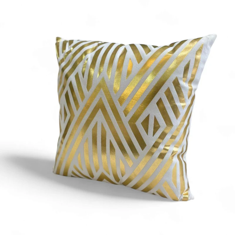 Cojín Decorativo 45x45 cm con diseño de lineas doradas blanco o negro