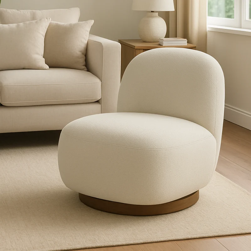 Poltrona Nube Giratoria en Bouclé – Diseño Minimalista