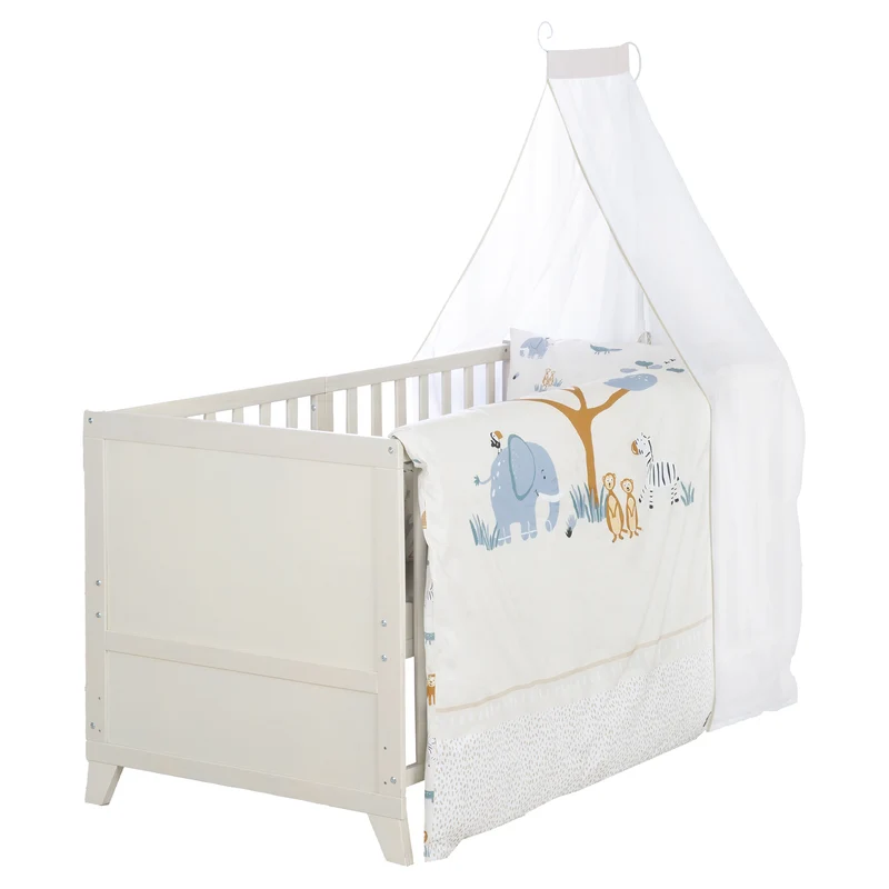 Babybettset 'Savanna Friends' 70 x 140 inkl. kompletter Ausstattung - Naturgrau / Beige