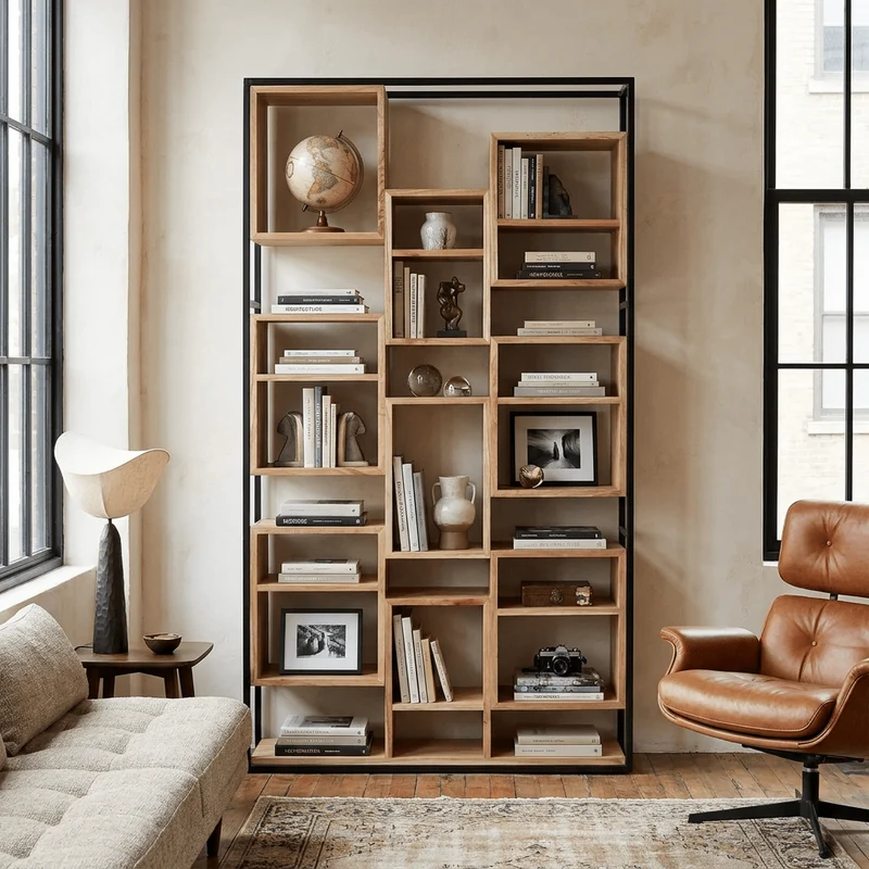 Estante Madeira e Metal 110x27x195 cm OFFICE