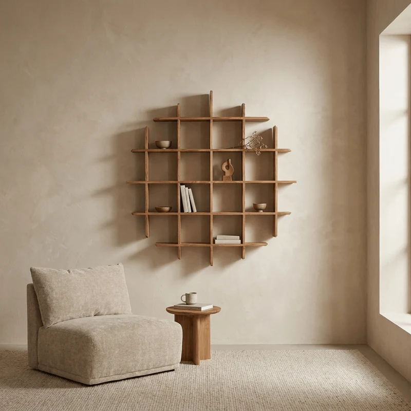 Estante Parede Teca 120x15x120 cm OFFICE